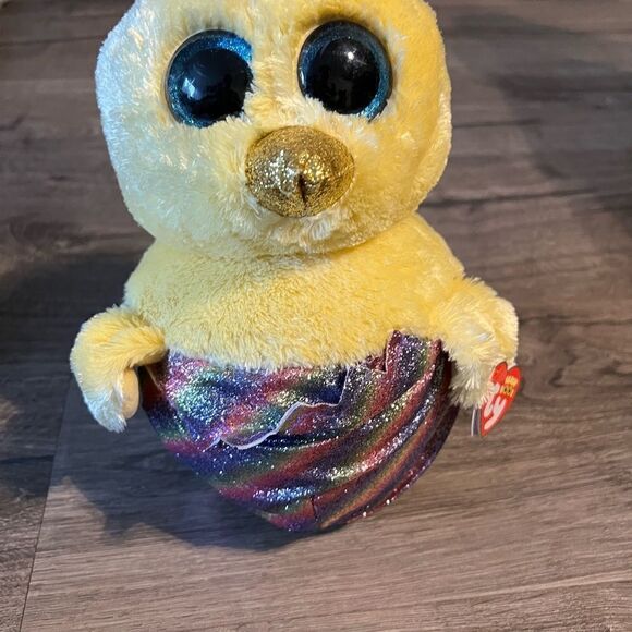 TY Beanie Boos - MEGG the Chick in Rainbow Egg Shell (Glitter Eyes)9 inches - Picture 3 of 8